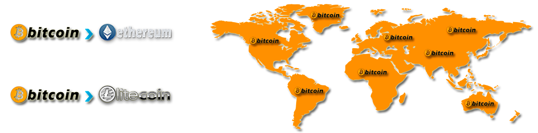 Exchange Bitcoin to Ethereum, Bitcoin to Litecoin instantly.