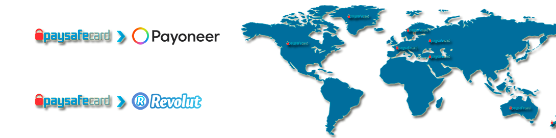 Transfer Paysafecard to Payoneer, Paysafecard to Revolut swap instantly.